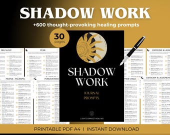 Shadow Work Workbook | 600 Prompts for Inner Child Healing, Anxiety & Relationships, Self-Therapy for Fears, Shame  and Guilt