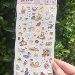 MIND WAVE Litet kök katt dessert klistermärkesark - Kawaii brevpapper tillverkat i Japan