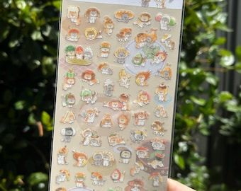 MIND WAVE Funny Food Cats Sticker Sheet - Kawaii Stationery Made in Japan