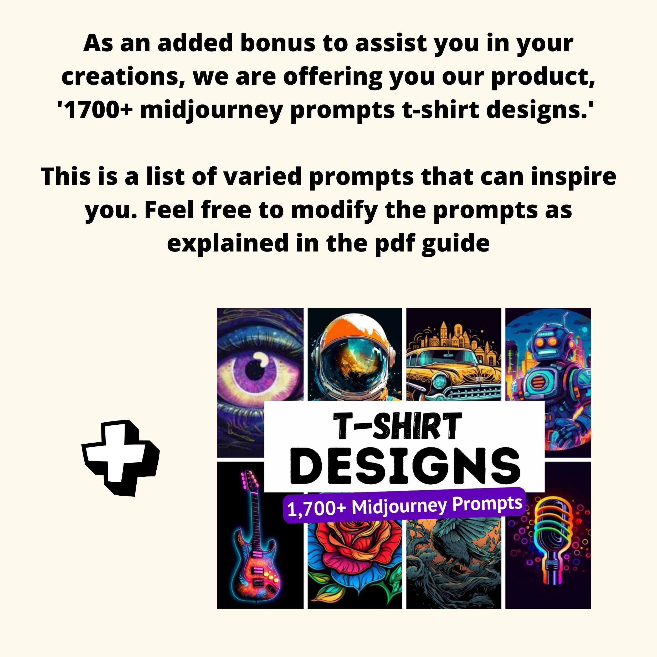Ai Art Midjourney Guide & Prompts for T Shirt Designs, Comprehensive PDF Midjourney Guide for 