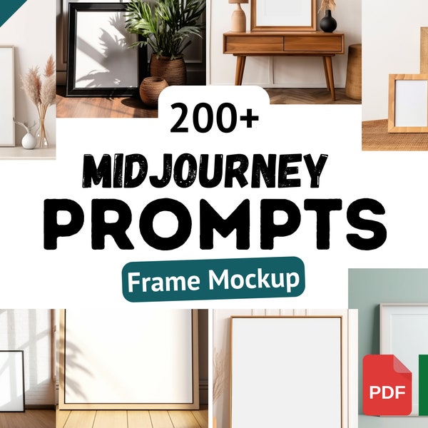 Prompts Midjourney pour Maquette de Cadres, 200+ Prompts pour Décoration intèrieure, Cadres de Styles Variés, Cadre en bois, Triptyque