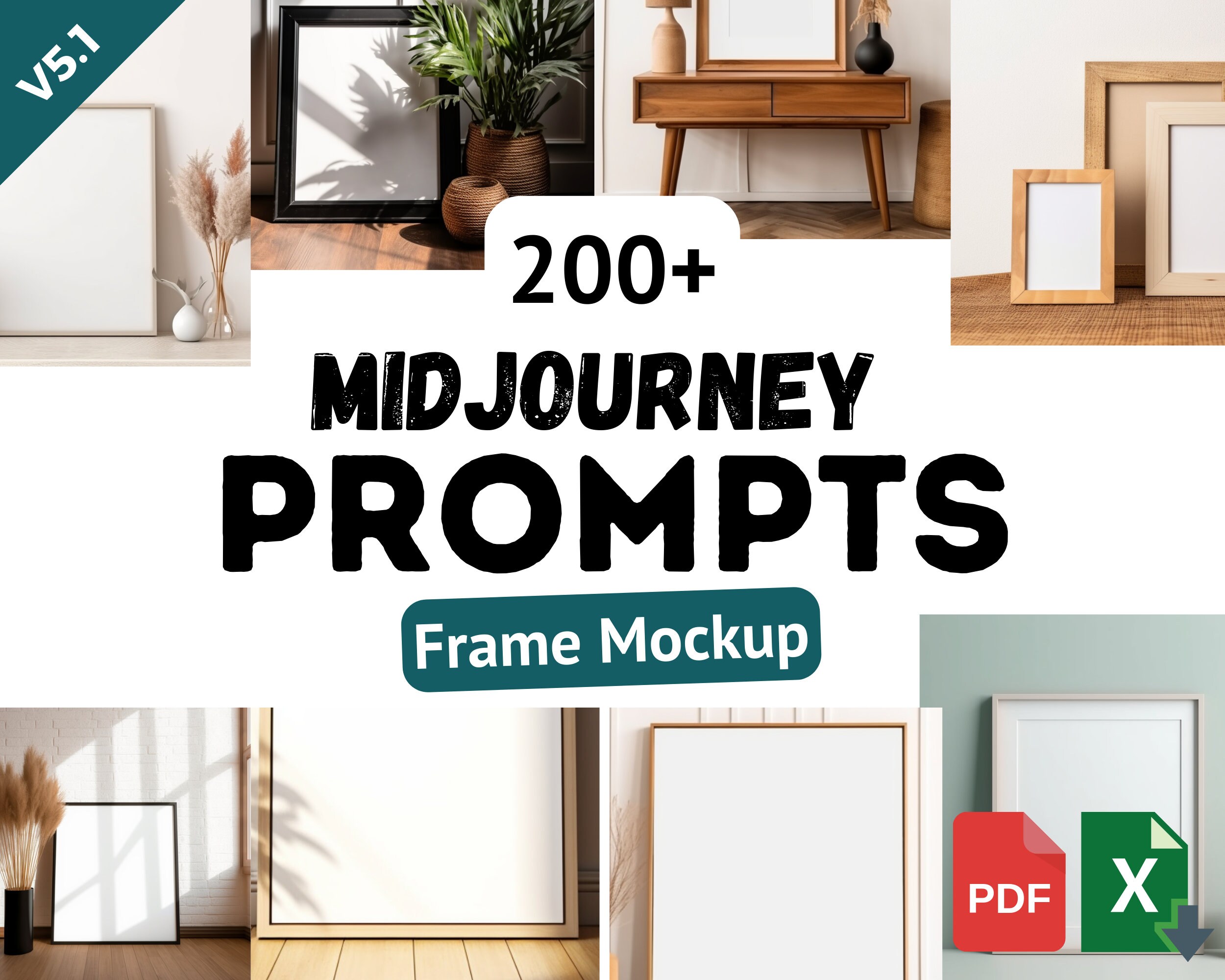 Midjourney Prompts 200 Frame Mockup Bundle Home Interior Etsy