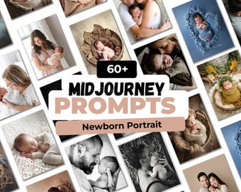 60+ Midjourney Prompts Newborn Portrait for Baby Art Photography, Birth Announcement, Mom Blogger, Baby Digital Background, Design for Baby