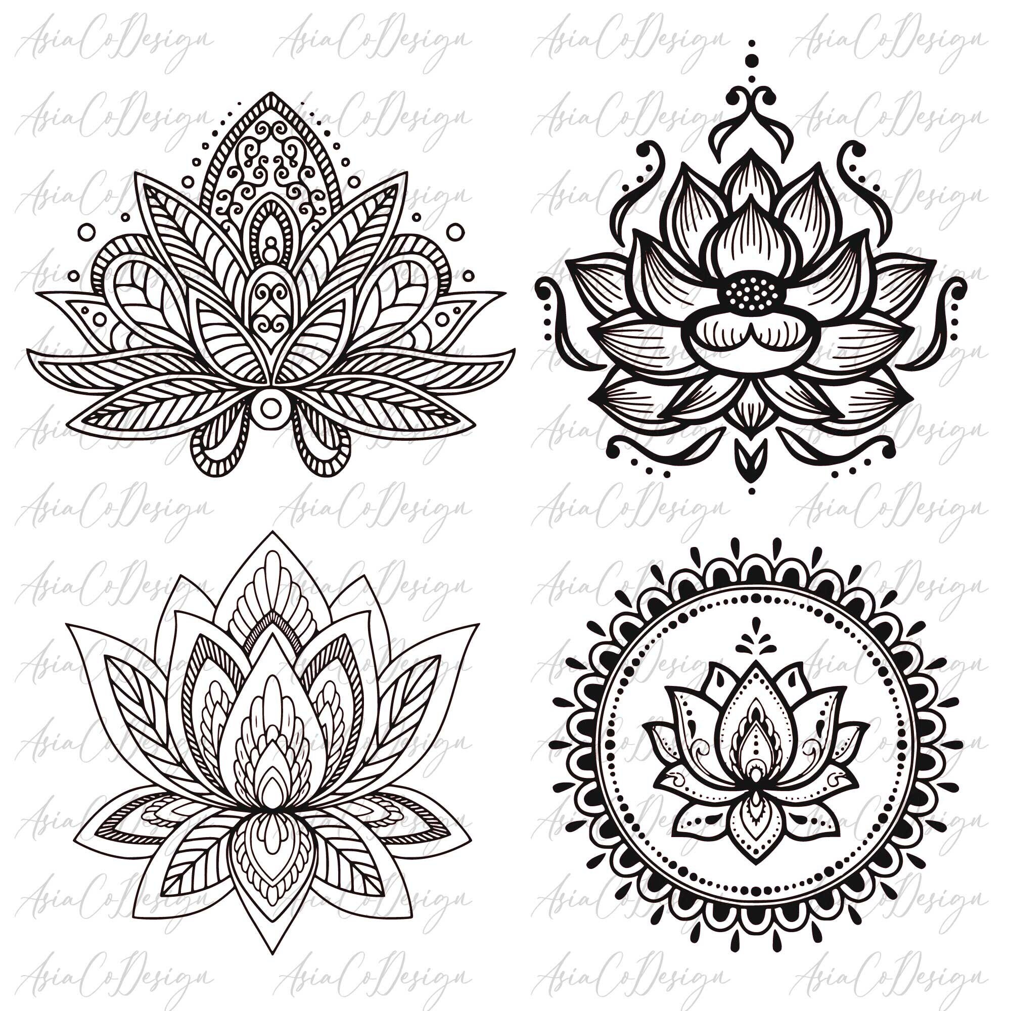 Lotus Flower SVG Lotus Svg Lotus Silhouette Zentangle Lotus Etsy Canada