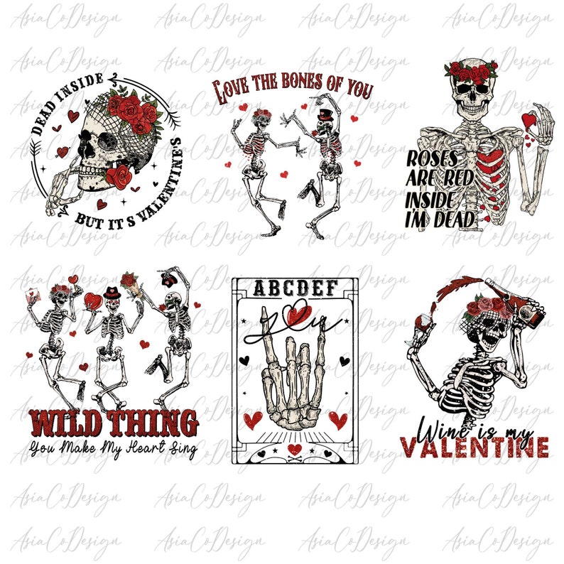 Valentine Skeleton PNG Bundle Valentine Heart Png Funny - Etsy