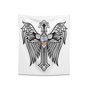 Exclusive Guam gifts powerful Guam wall art design I created Printed Wall 671 Tapestry designed for Chamorro &  guamanians hafa adai cross