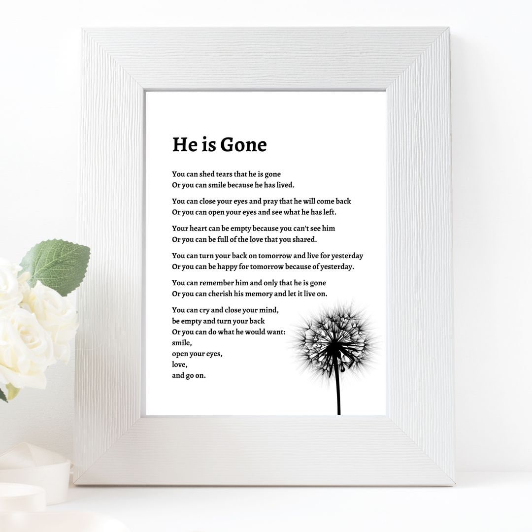 He is Gone Poem Strength Funeral Mourning Instant Download Bereavement ...