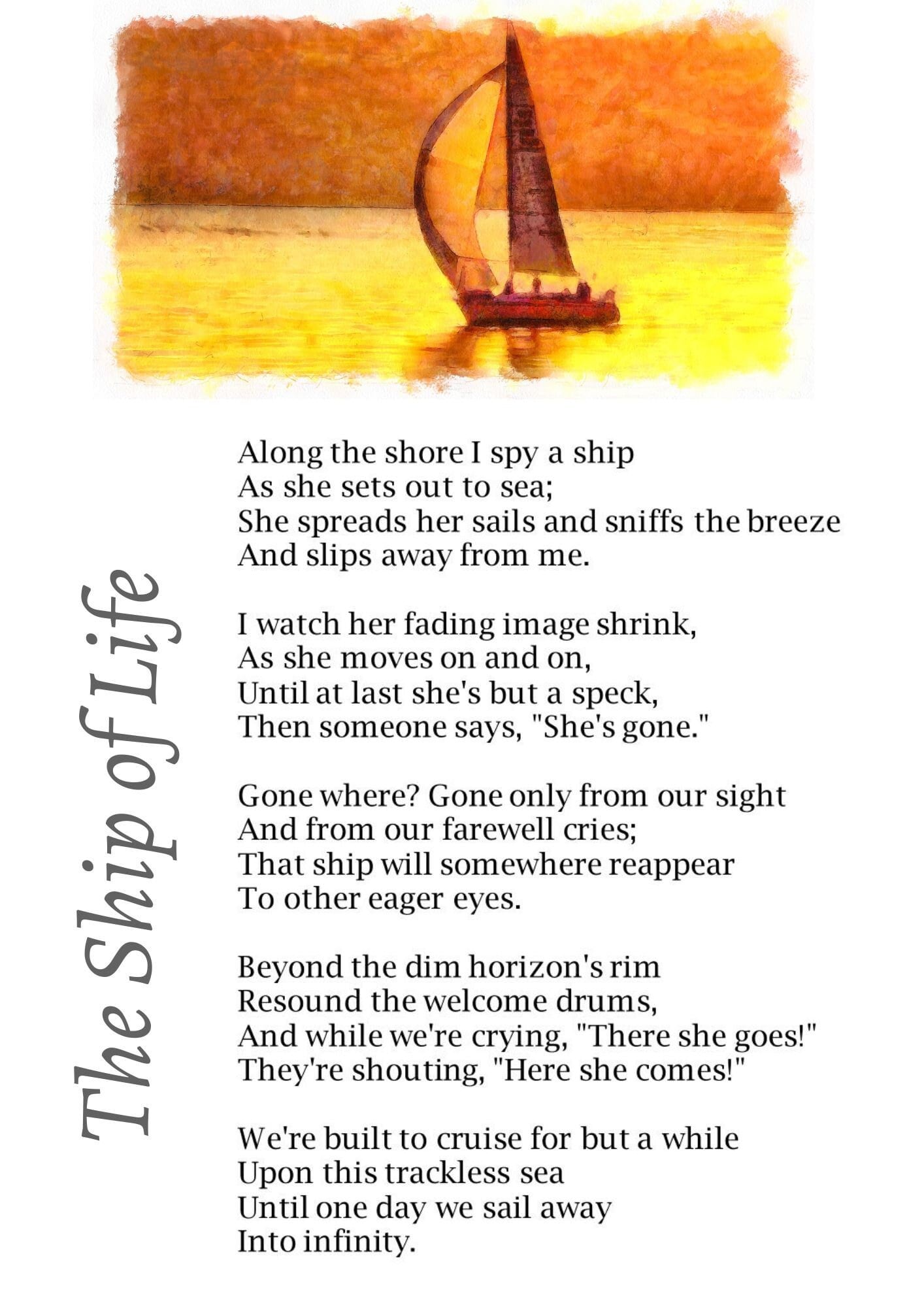 The Ship of Life Poem Print: Sympathy Gift, Grief Wall Art (digital ...