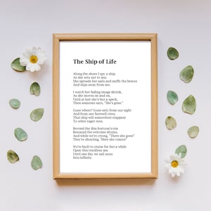 The Ship of Life | Poem | Funeral gift | Instant Download | Loss of loved one| Memorial gift | Printable | Sympathy gift | Bereavement Gift