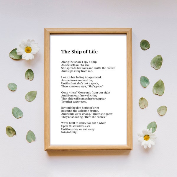 The Ship of Life | Poem | Funeral gift | Instant Download | Loss of loved one| Memorial gift | Printable | Sympathy gift | Bereavement Gift