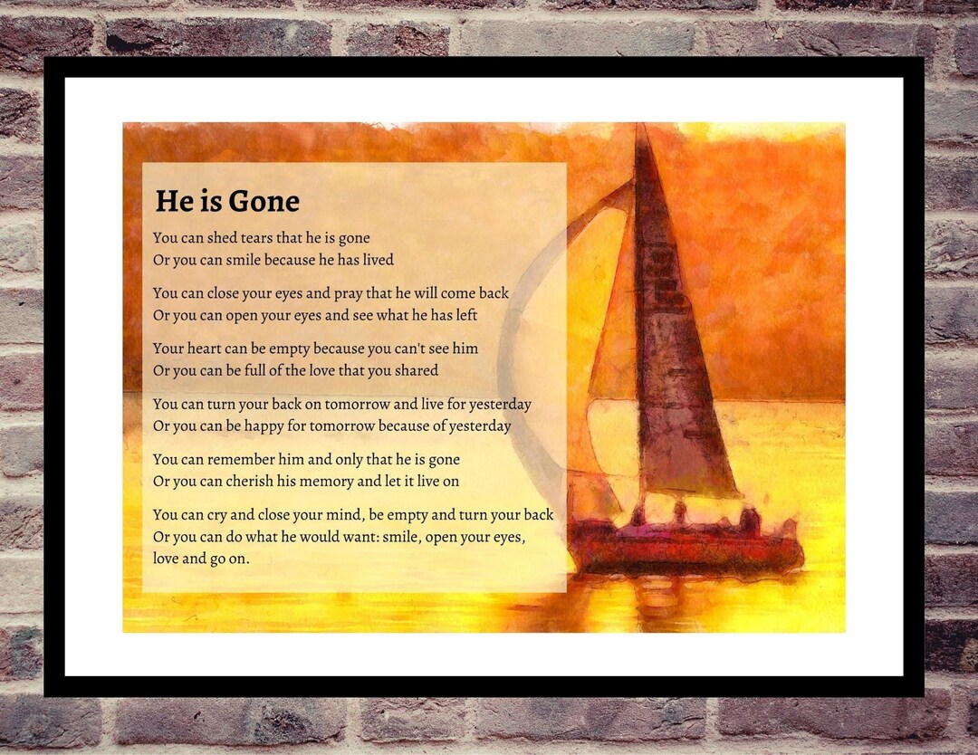 He is gone poem strength funeral mourning instant etsy