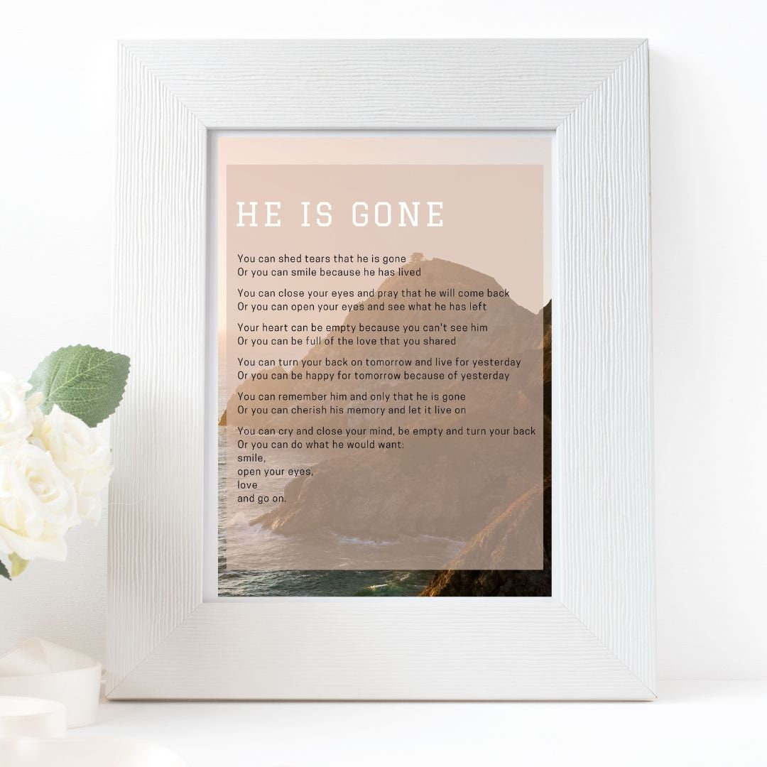 He Is Gone Poem Strength Funeral Mourning Instant Download Bereavement