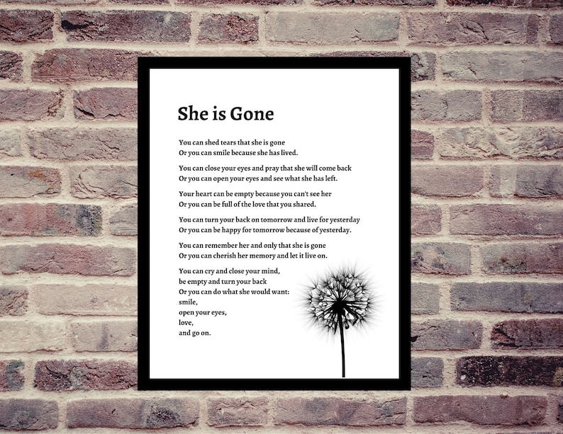 She Is Gone Poem Strength Funeral Mourning Instant Download Loss Of she-is-gone-poem-strength-funeral-instant-download-etsy