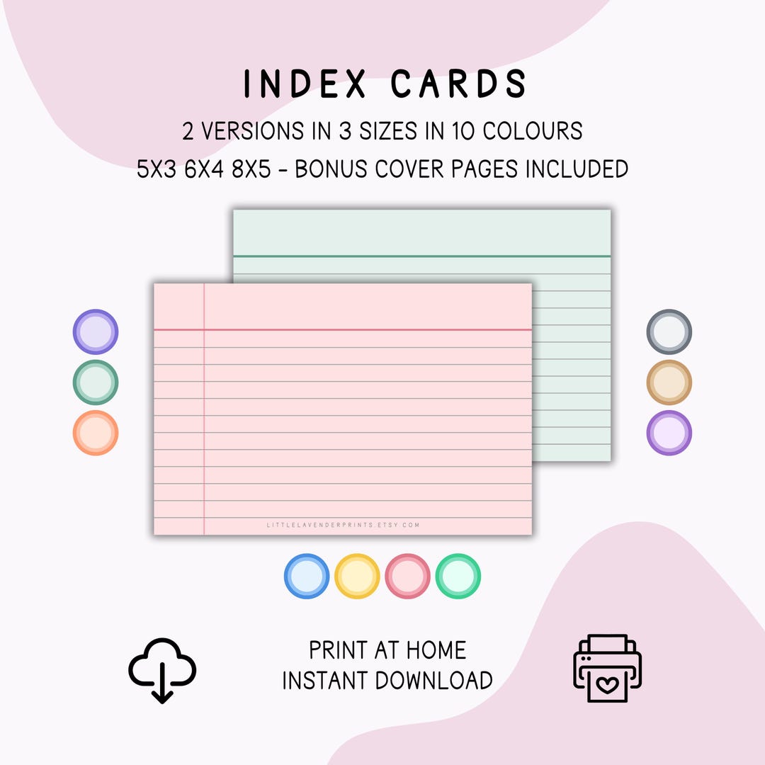 Index Card Printable: Educational Revision Tools, PDF, JPG, PNG, 3 Size ...