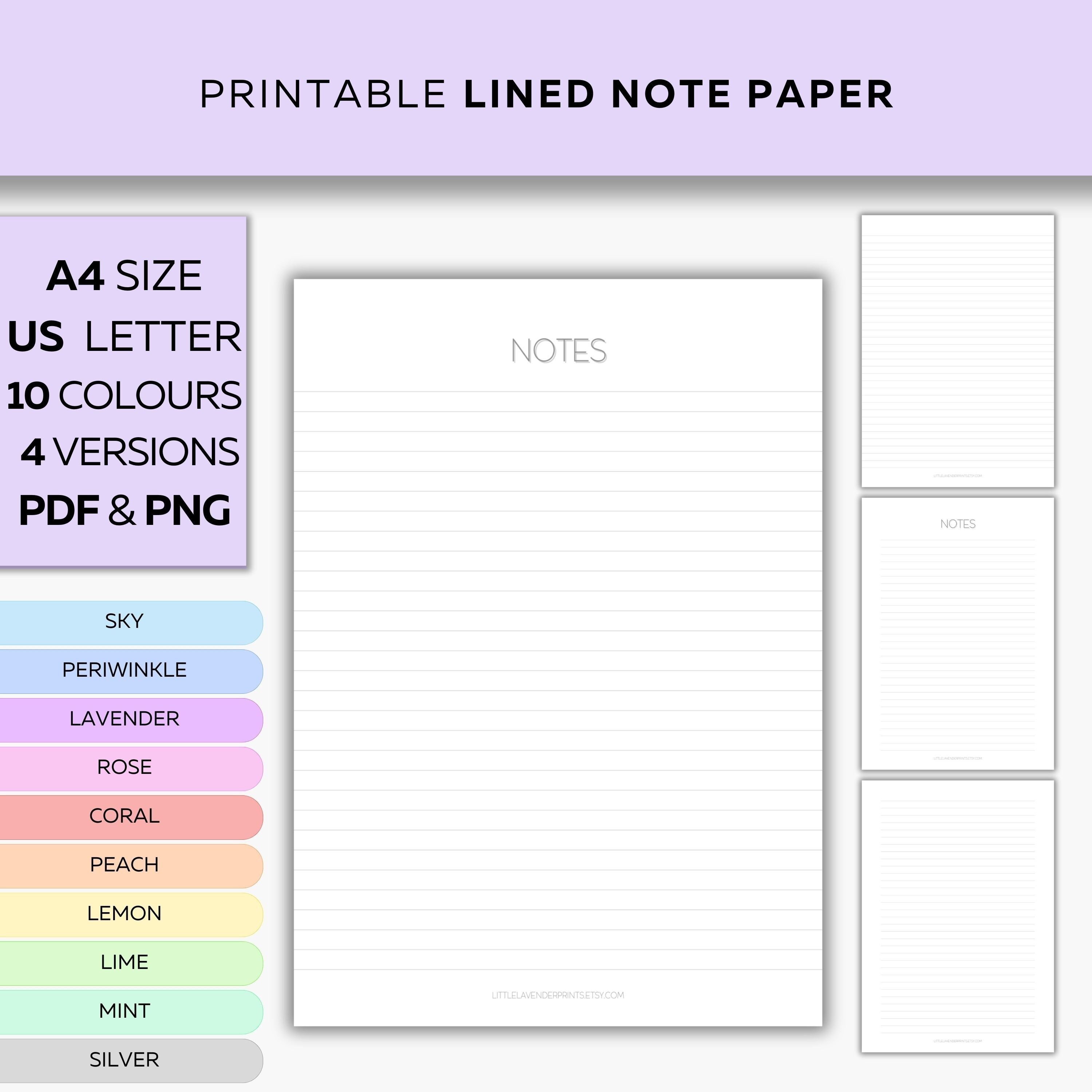 Bundle Set Printable Note Pages, Lined Notes Template, Minute Taking ...