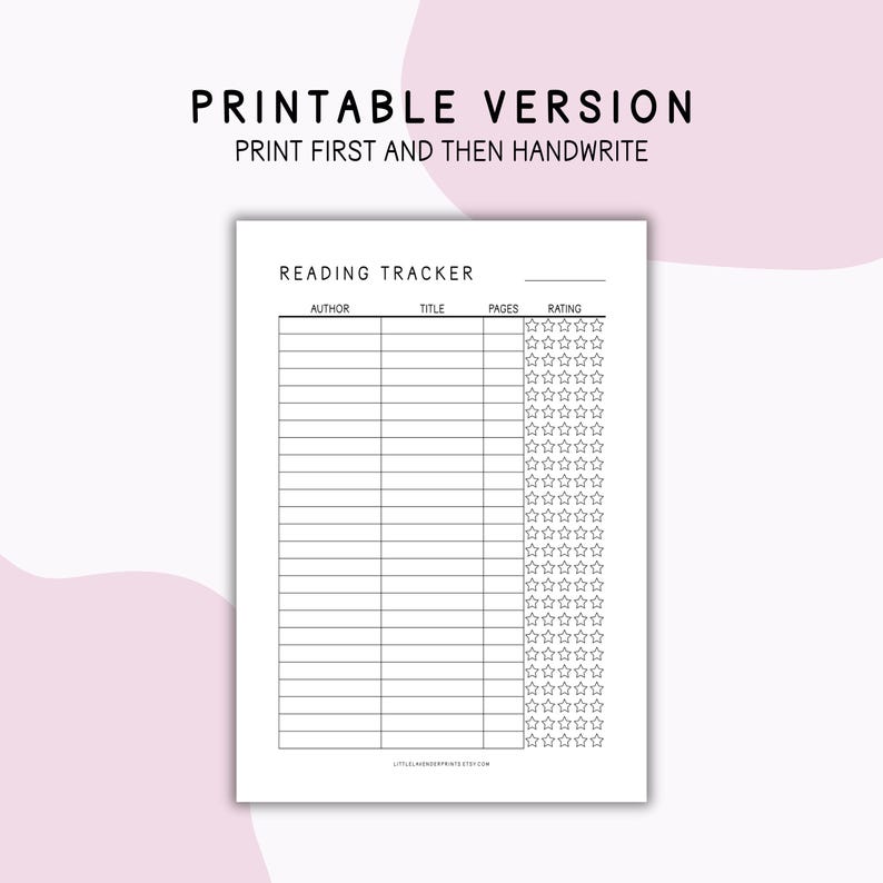Minimalist Reading Tracker: Printable Fillable Editable PDF, A4 & US ...