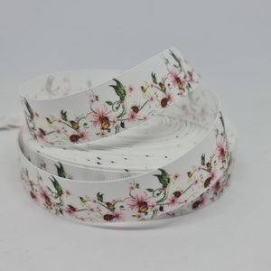 Grosgrain lint 23 mm bloemen