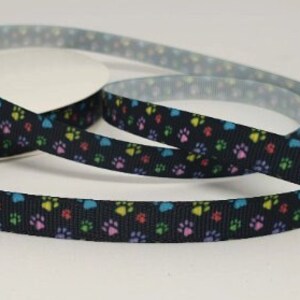 2m Ripsband 10mm Pfötchen Bunt