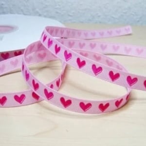 2 m grosgrain lint 10 mm hartjes roze