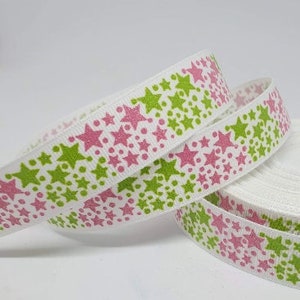 Grosgrain lint 23 mm sterren glitter