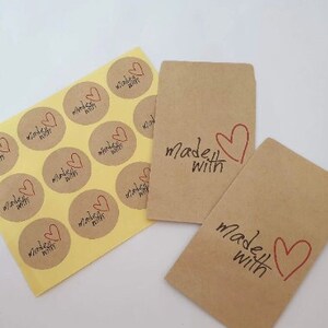 50 adesivi “Made with love” + borse