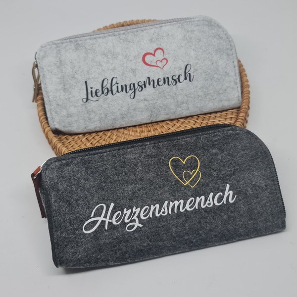 Filz-Mäppchen beschriftet/personalisiert/Etui