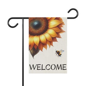 Sunflower & Bee Welcome Flag for House