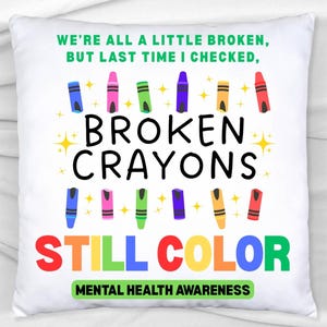 Sensibilisation à la santé mentale Crayons cassés Couleurs fixes Téléchargement numérique PDF et PNG pour T-shirts et projets DIY