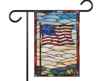 Stained Glass American Flag Garden Flag, Patriotic Outdoor Decor