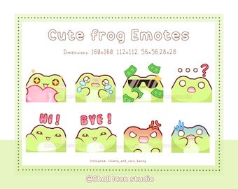 Cute frog emotes, Emotes for twitch, YouTube and discord, frog emotes, crying emote,Heart emote, Sub badges, Bit badges, Frog, Custom emotes