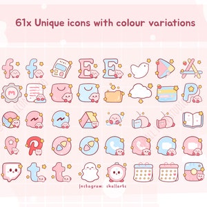 Cute K I R B Y Icon set, Cute icons, Pink icon set, iOS and Android app icons, Widgets, Wallpapers for phone and iPad, Aesthetic Icon pack image 2