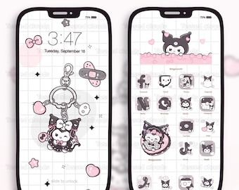 Cute Goth girl Icon Pack, Goth girl icons, Grey icons, App icons, iOS 18 icons, Aesthetic icons, Widgets, Wallpapers, Shall icon Studio