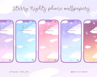 Cute Starry nights phone wallpaper, Phone wallpaper, Cute wallpaper, Pink wallpapers, Aesthetic wallpapers, Sky wallpaper, Blue wallpaper