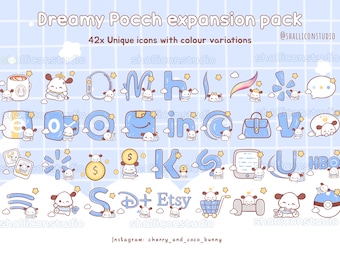 Cute dreamy skies pochac expansion pack, Cute icons, Blue icon set, iOS and Android app icons, Widgets, Wallpapers for phone and iPad, Icons