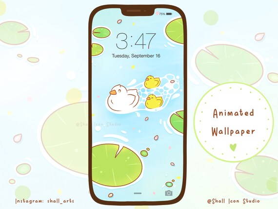 Cute Ducks In Pond Animated Wallpaper Phone Wallpaper Ipad - Etsy