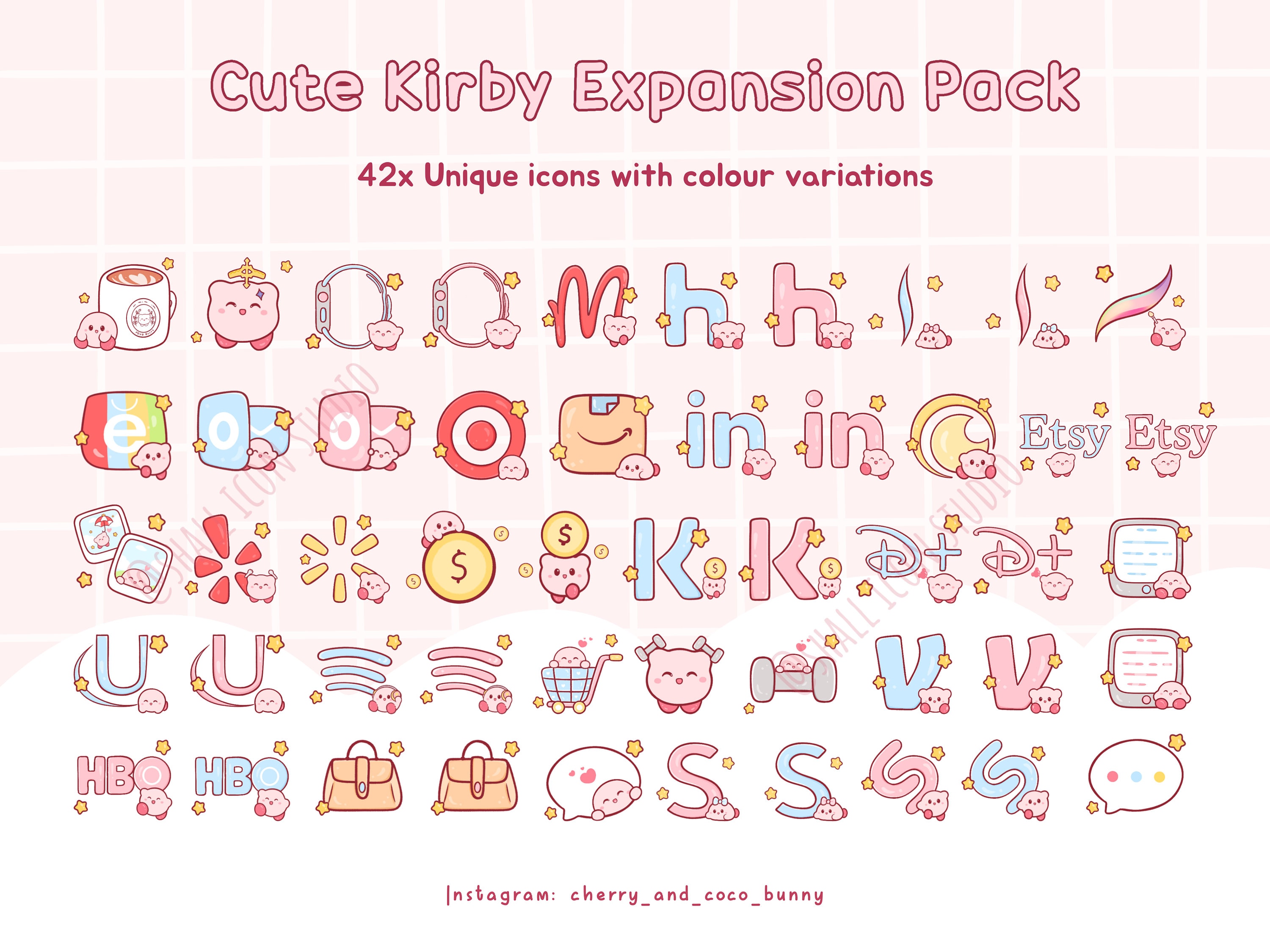 Cute K I R B Y Icons Expansion Pack Cute Icons Pink Icon - Etsy ...