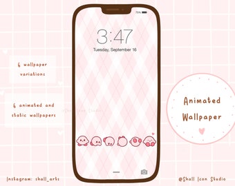 Cute K I R B Y rolling animation and static wallpaper, Cute wallpaper, Pink wallpaper, Wallpapers for phone and iPad, Aesthetic Icon pack