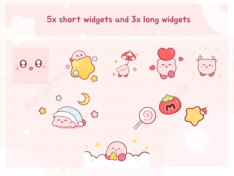 Cute K I R B Y Icon set, Cute icons, Pink icon set, iOS and Android app icons, Widgets, Wallpapers for phone and iPad, Aesthetic Icon pack image 4