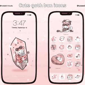 かわいいゴスバニーアイコンパック、ゴスガールアイコン、ピンクアイコン、アプリアイコン、iOS 18アイコン、美的アイコン、ウィジェット、壁紙、Shallアイコンスタジオ
