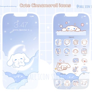 Cute Bunny Icon set, Cute icons, Blue icon set, iOS Android app icons, Widgets, Wallpapers for phone and iPad, Aesthetic Icon packs, Icons