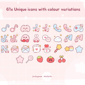 Cute K I R B Y Icon set, Cute icons, Pink icon set, iOS and Android app icons, Widgets, Wallpapers for phone and iPad, Aesthetic Icon pack image 3