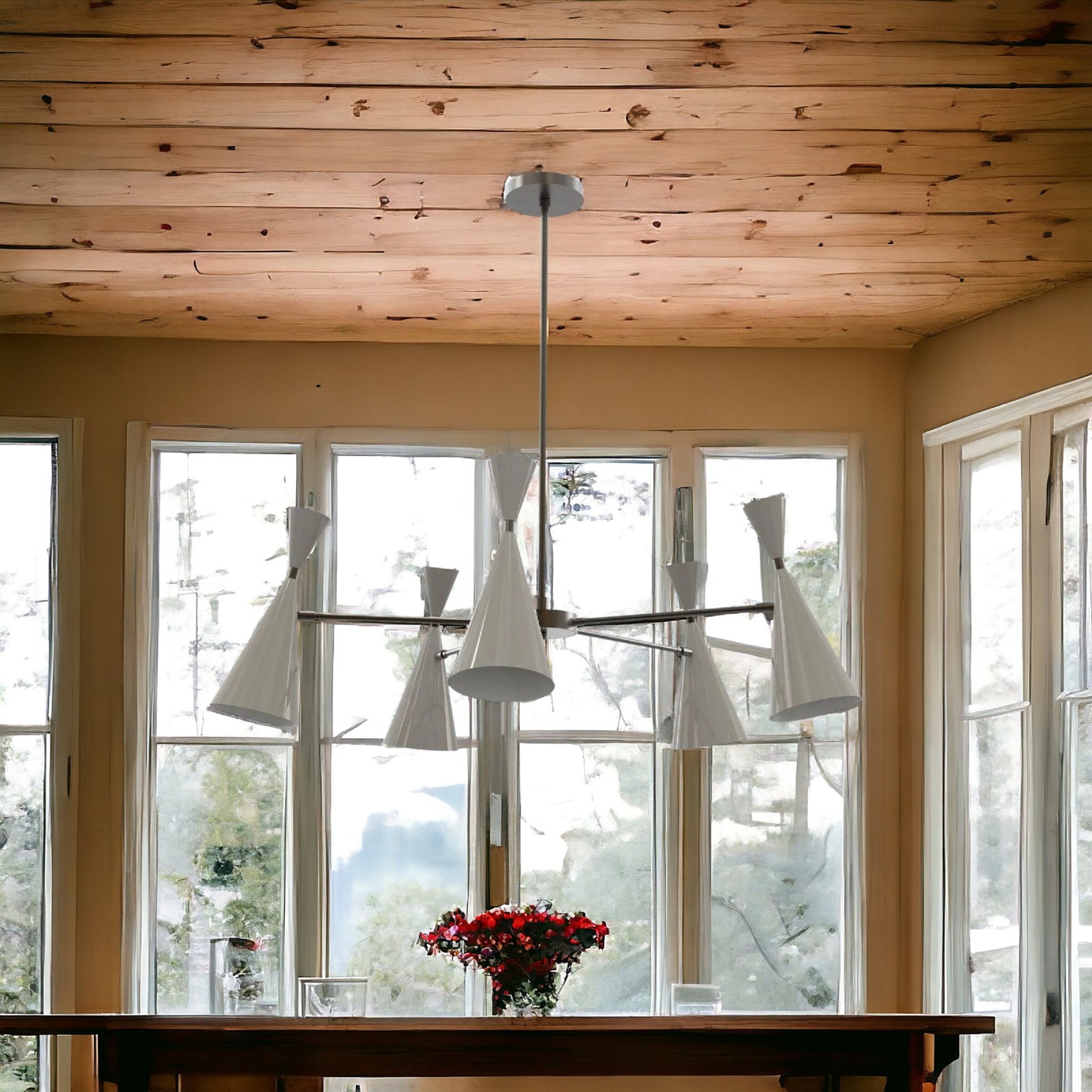 Stilnovo Chandelier ceiling light fixture of Mid-century modern Sputnik Chandelier 5 Arm lighting of Home Decor Long Sconce Light Fixtures