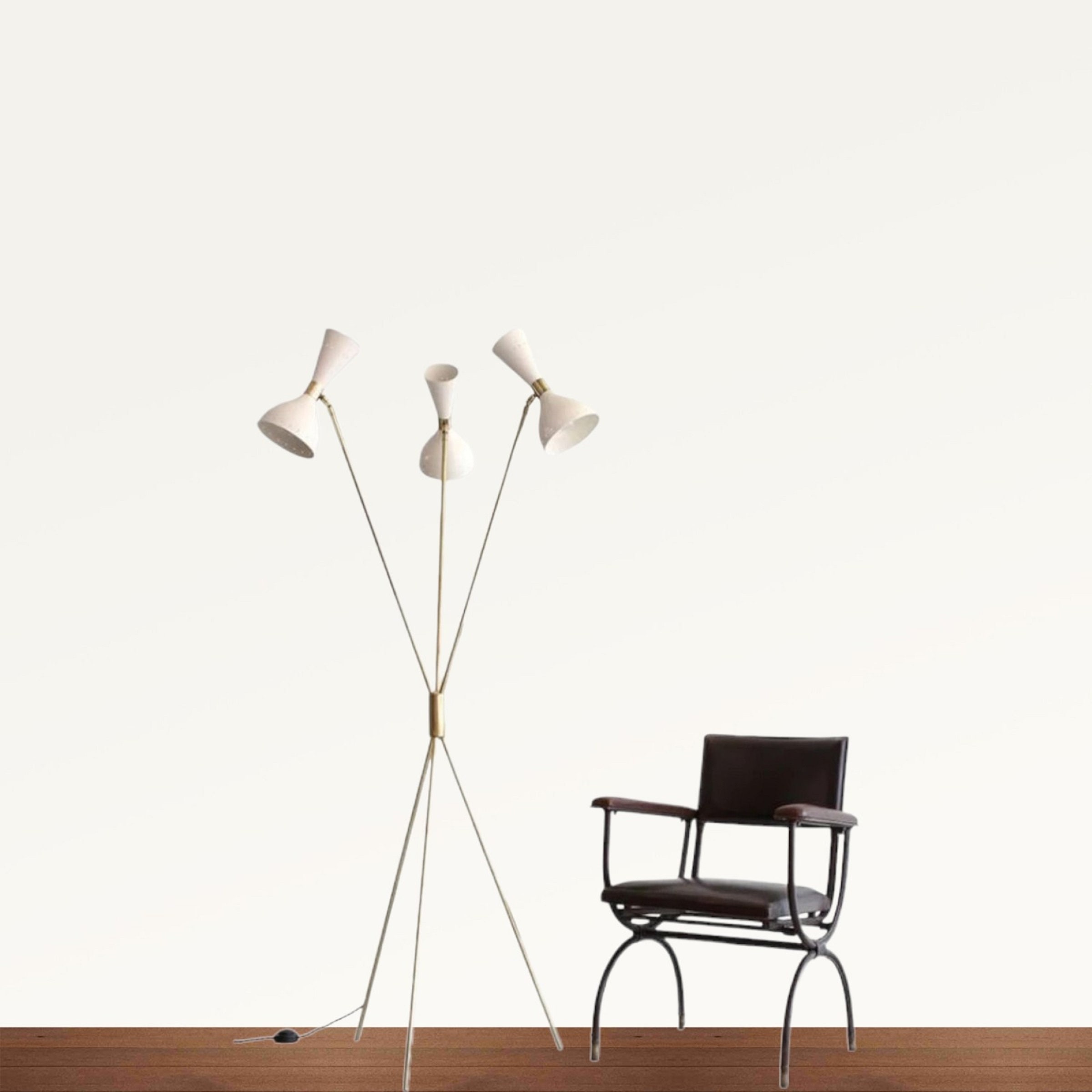 Brass Floor Lamp Stilnovo 3arms B&W フロアランプ Brass Floor Lamp Stilnovo 3arms B&W フロアランプ