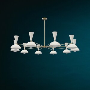 10 Arm Stilnovo Style Modern Ceiling Fixture Sputnik in Brushed Brass