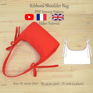 Mini Schultertasche mit Bändern und einer Innentasche - PDF Schnittmuster & Videoanleitung - Einheitsgrösse - Instant Download - A4, A0, US Letter.