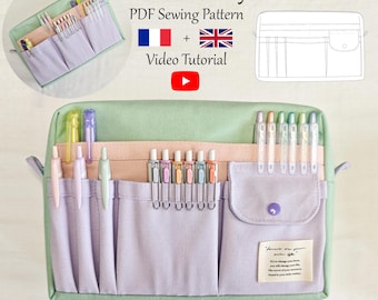 Reißverschlusstasche mit mehreren Taschen - PDF Schnittmuster & Videoanleitung - Einheitsgröße - Sofortdownload - A4, A0, US Letter.