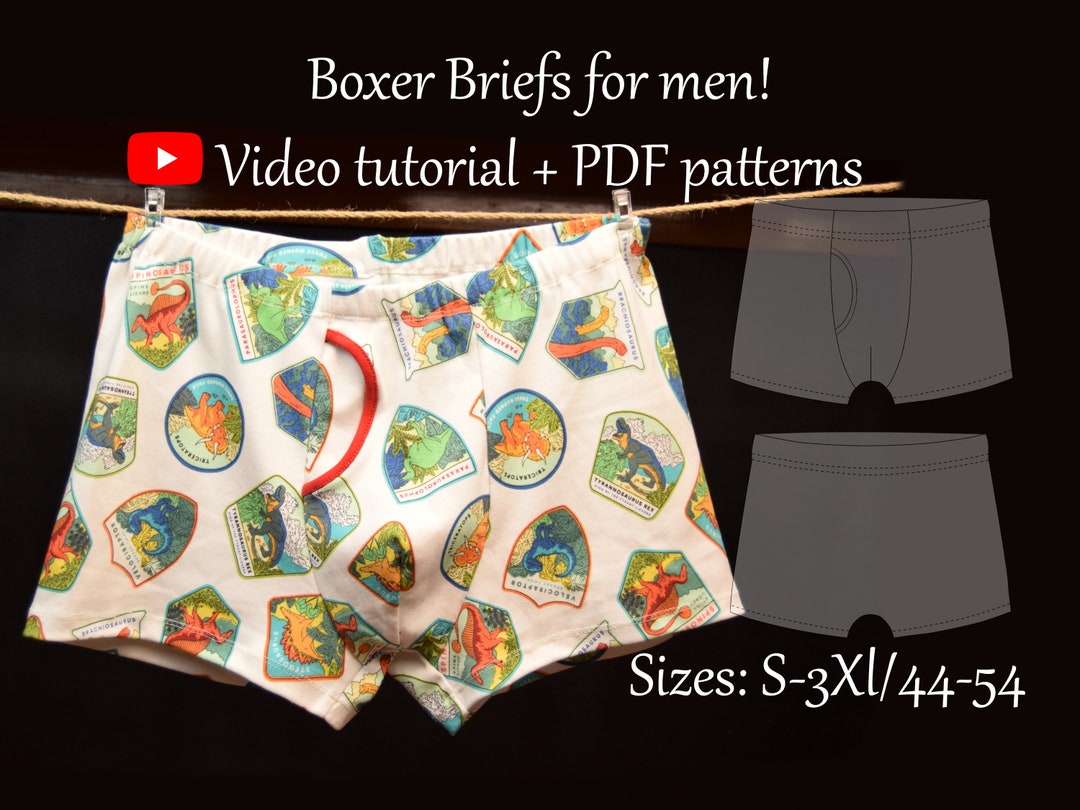 Men's Boxer Briefs PDF Sewing Pattern & Video Tutorial Sizes S to 3XL ...