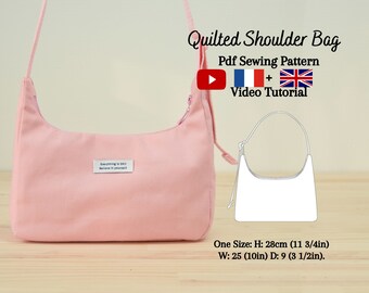 Mini Nylon or Canvas Shoulder Bag With Inner Pocket - PDF Sewing Pattern & Video Tutorial - One size - Instant Download - A4, A0, US Letter.