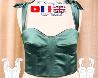 Bustier Corset PDF Sewing Pattern & Video Tutorial - Sizes S to 2XL - Instant Download - A4, A0, US Letter Formats - Layers Included