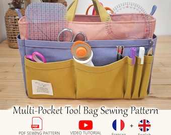 Multi-Pocket Tool Bag Sewing Pattern - 22 Pockets + Zipped Main Compartment - PDF Pattern & Video Tutorial - A4, A0, US Letter - One size.